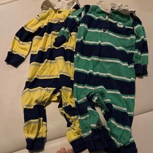Carters Set of 2 One Piece Set - Yellow and Green Stripes 12m